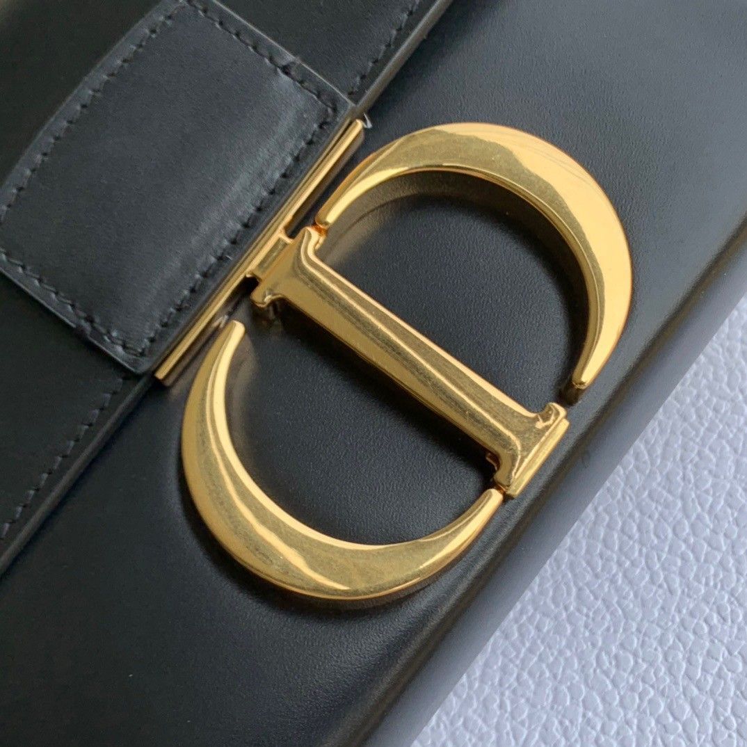 Dior 30 Montaigne Box Bag In Black Box Calfskin