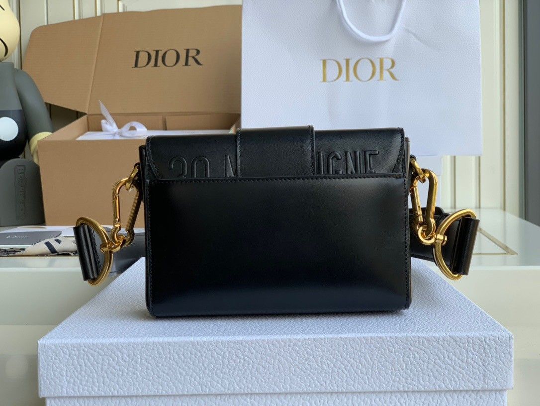 Dior 30 Montaigne Box Bag In Black Box Calfskin