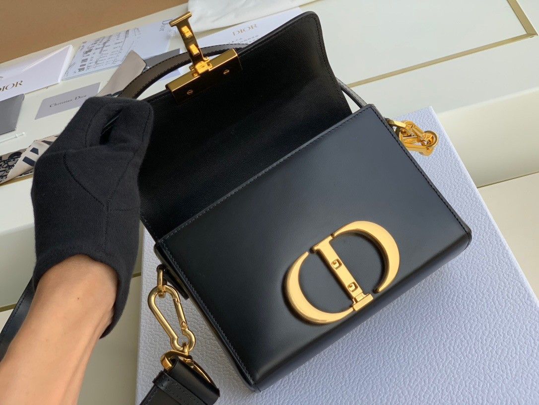 Dior 30 Montaigne Box Bag In Black Box Calfskin