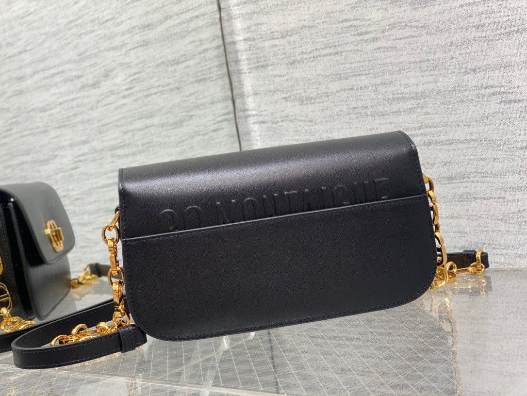 Dior 30 Montaigne Avenue Bag In Black Box Calfskin