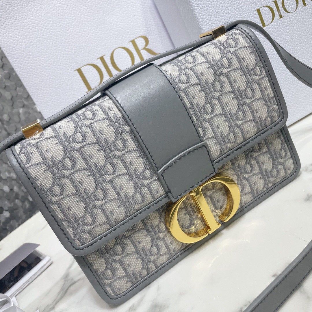 Dior 30 Montaigne Medium Bag In Grey Dior Oblique Jacquard