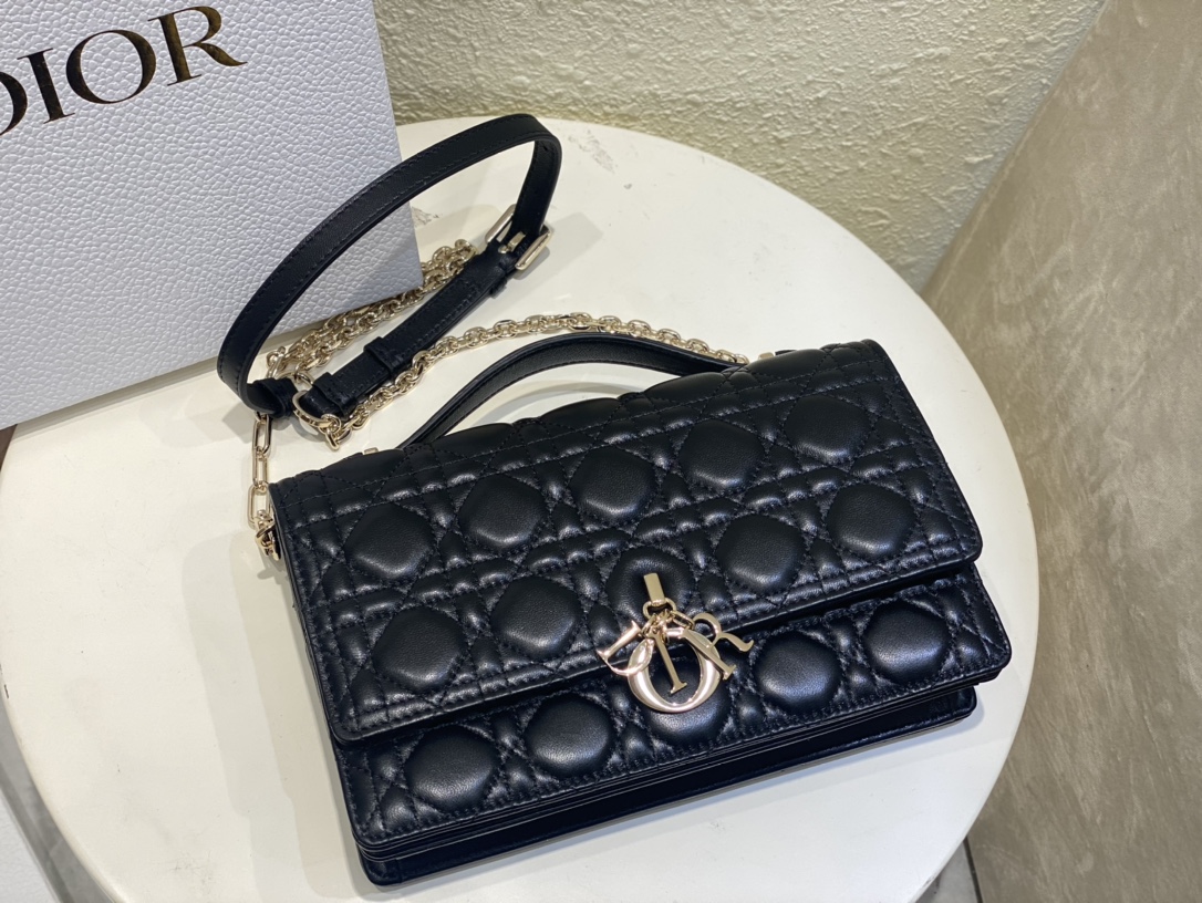 Dior Miss Dior Top Handle Bag in Black Cannage Lambskin