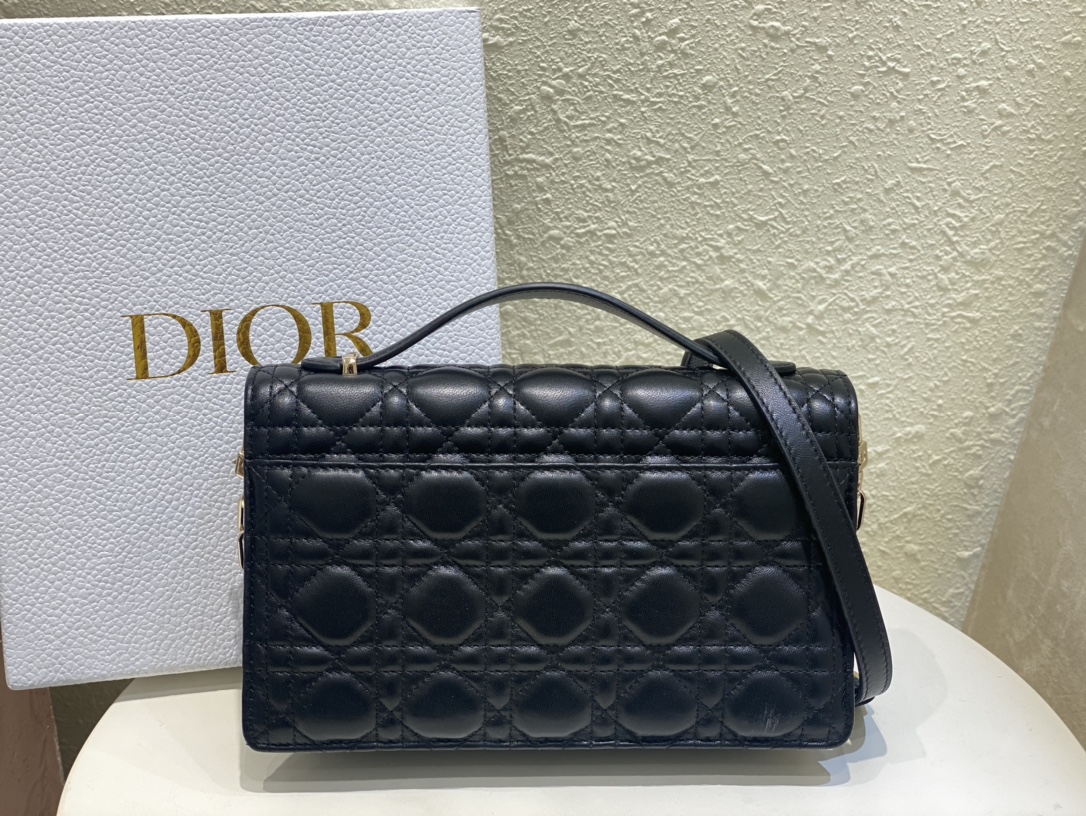 Dior Miss Dior Top Handle Bag in Black Cannage Lambskin