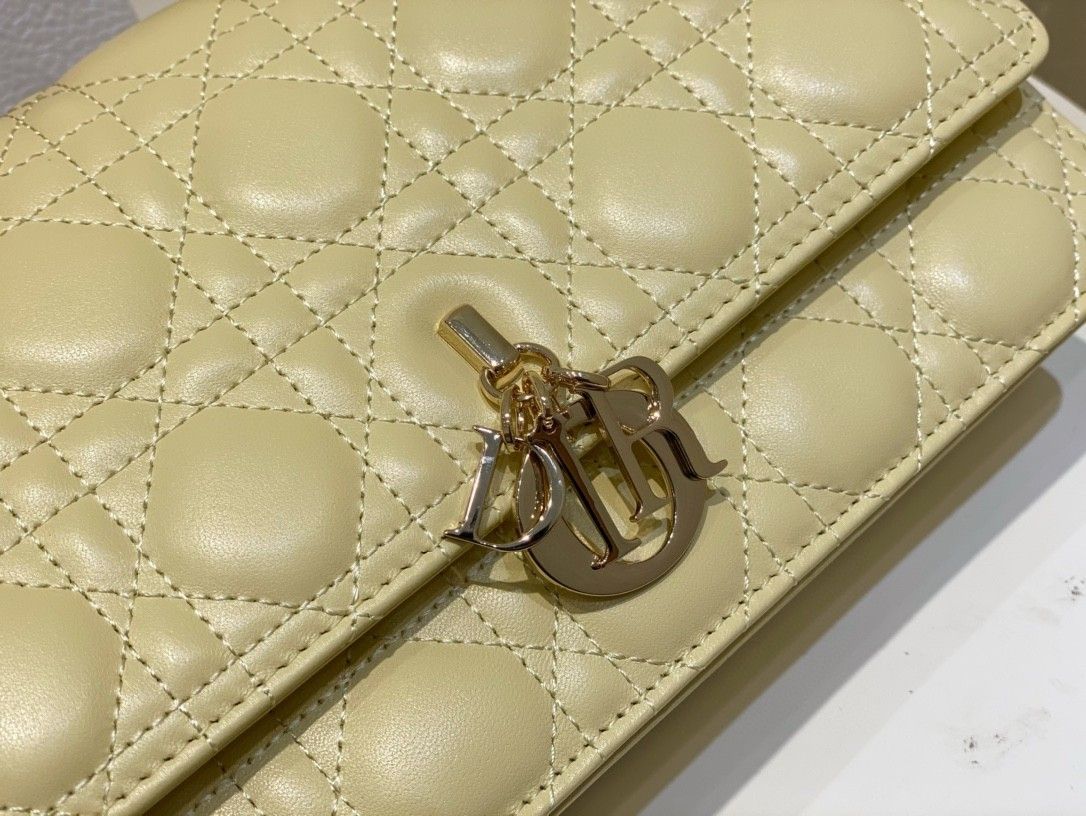 Dior Miss Dior Top Handle Bag in Pastel Yellow Cannage Lambskin