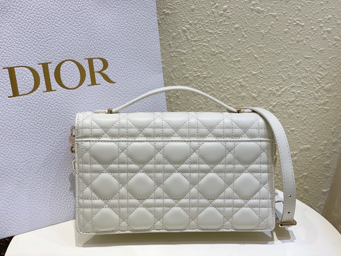 Dior Miss Dior Top Handle Bag in White Cannage Lambskin