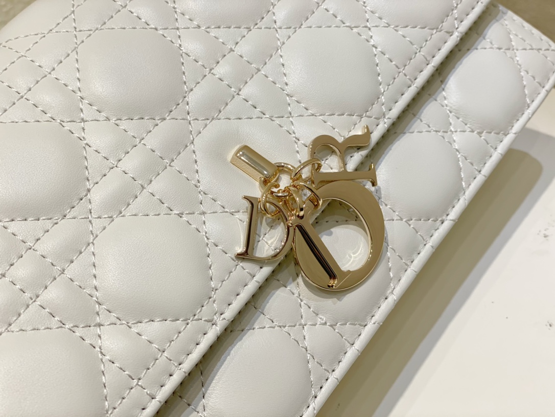 Dior Miss Dior Top Handle Bag in White Cannage Lambskin