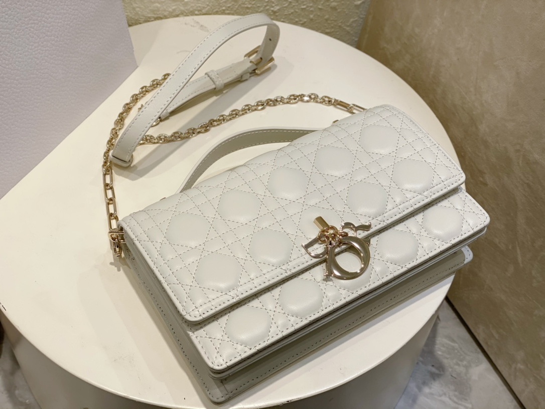 Dior Miss Dior Top Handle Bag in White Cannage Lambskin