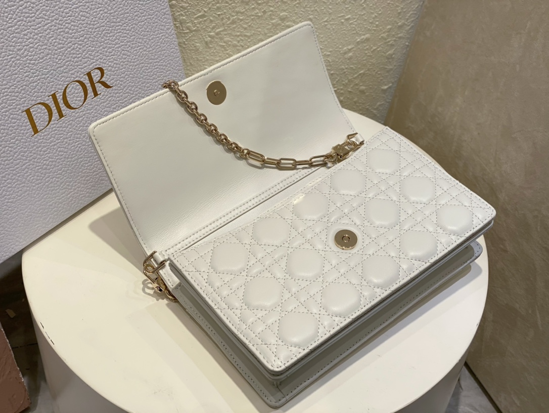 Dior Miss Dior Top Handle Bag in White Cannage Lambskin