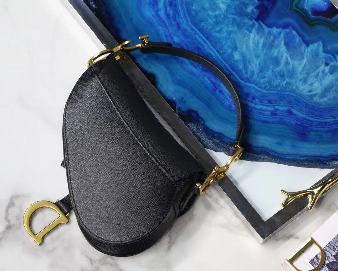 Dior Saddle Mini Bag In Black Grained Calfskin