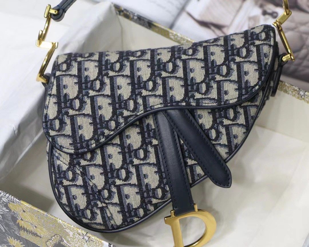 Dior Saddle Mini Bag In Blue Dior Oblique Jacquard