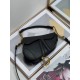 Dior Mini Saddle Bag with Strap in Black Grained Calfskin