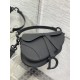 Dior Mini Saddle Bag with Strap in Black Ultramatte Calfskin