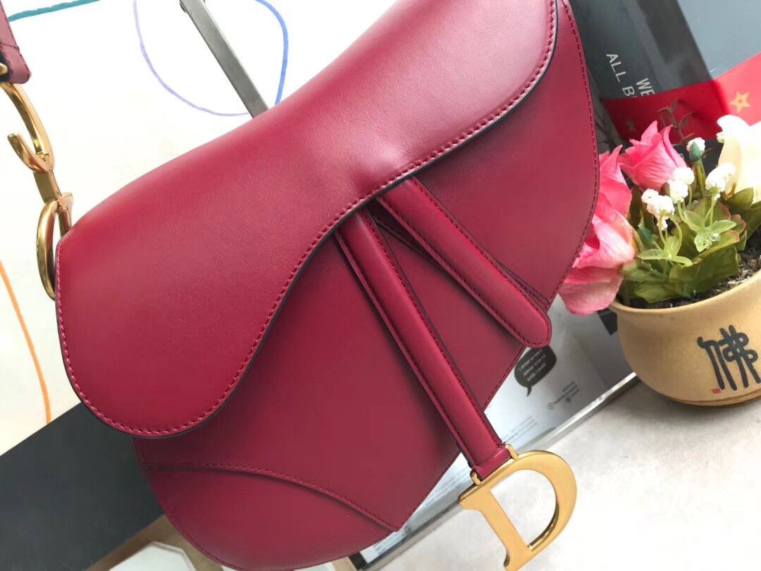 Dior Saddle Bag In Red Smooth Calfskin