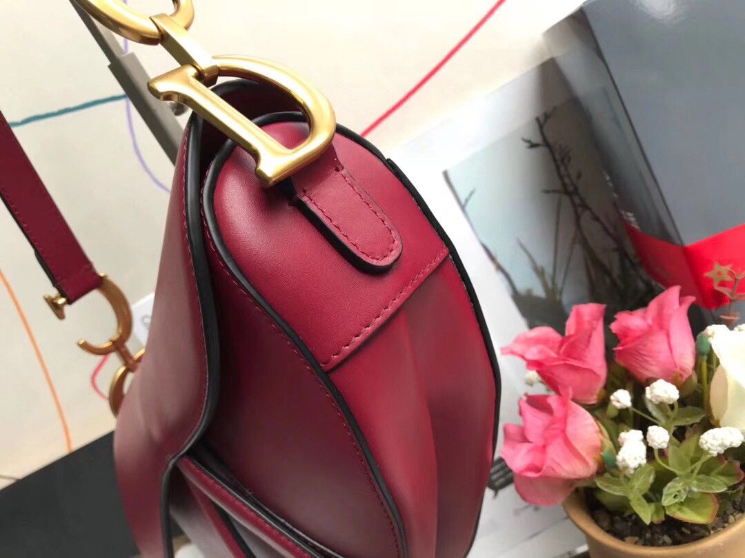 Dior Saddle Bag In Red Smooth Calfskin