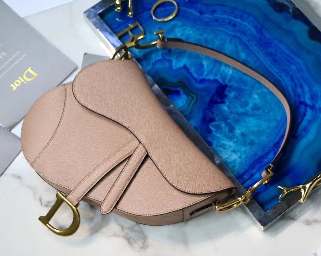 Dior Saddle Bag In Blush Grained Calfskin