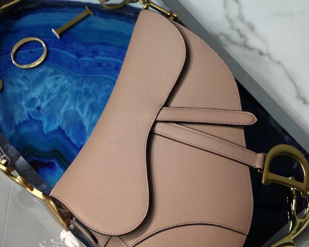 Dior Saddle Bag In Blush Grained Calfskin