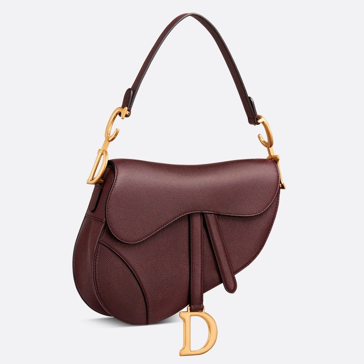 Dior Saddle Bag In Amaranth Grained Calfskin