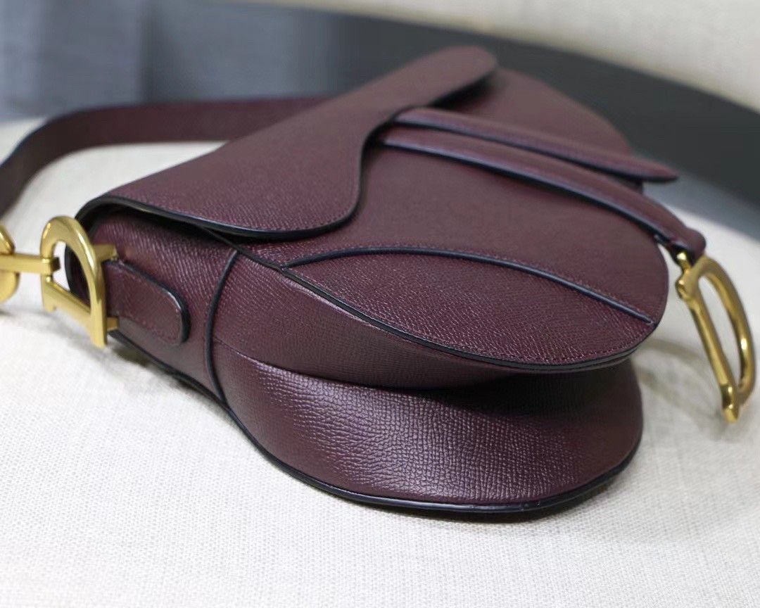 Dior Saddle Bag In Amaranth Grained Calfskin