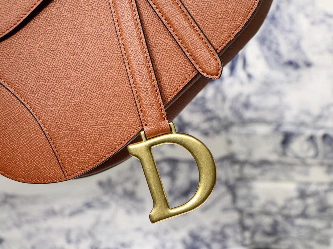 Dior Saddle Bag In Dark Tan Grained Calfskin