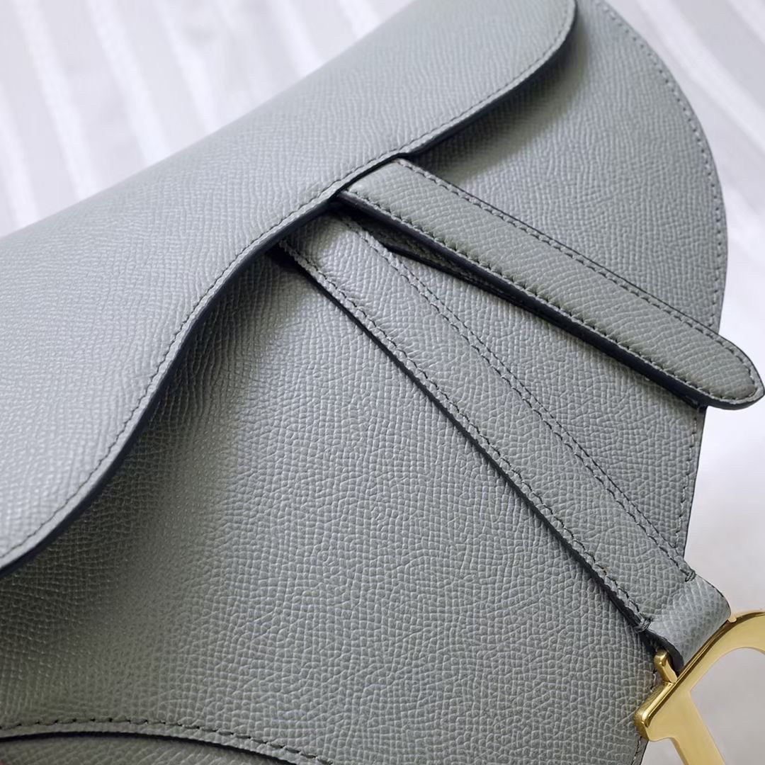 Dior Saddle Bag In Gray Grained Calfskin