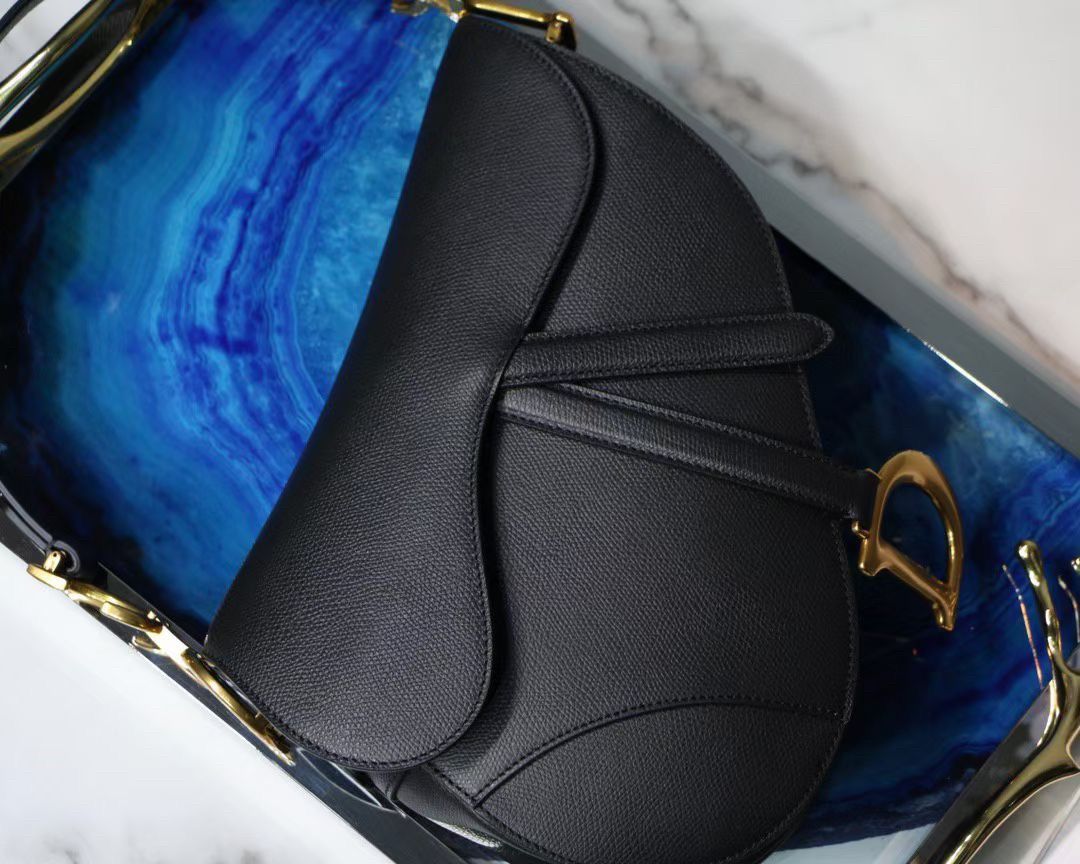 Dior Saddle Bag In Black Grained Calfskin