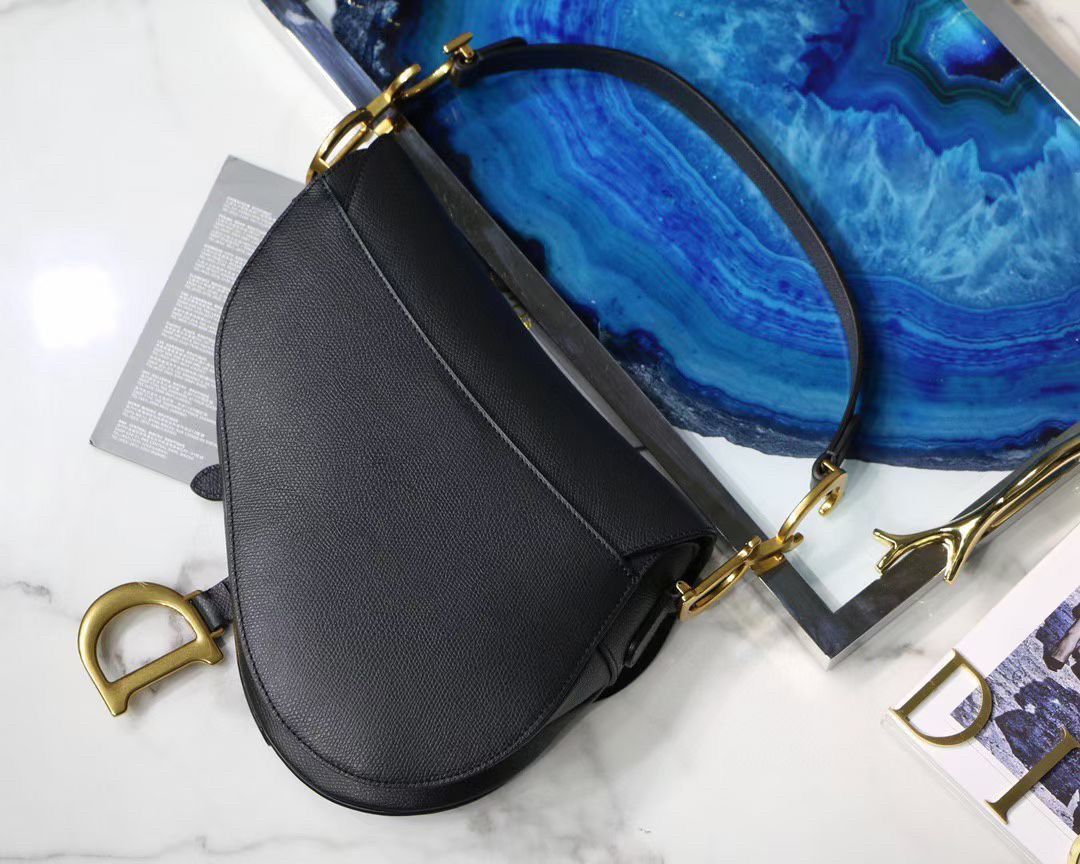 Dior Saddle Bag In Black Grained Calfskin