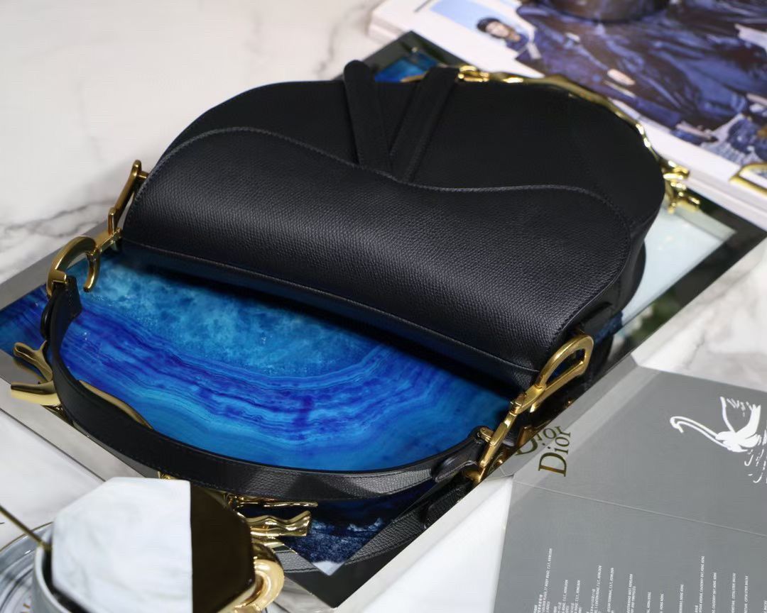 Dior Saddle Bag In Black Grained Calfskin