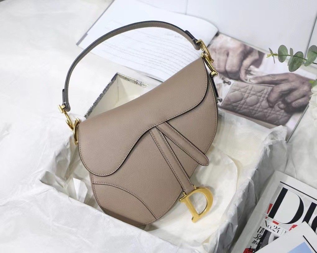 Dior Saddle Bag In Warm Taupe Grained Calfskin