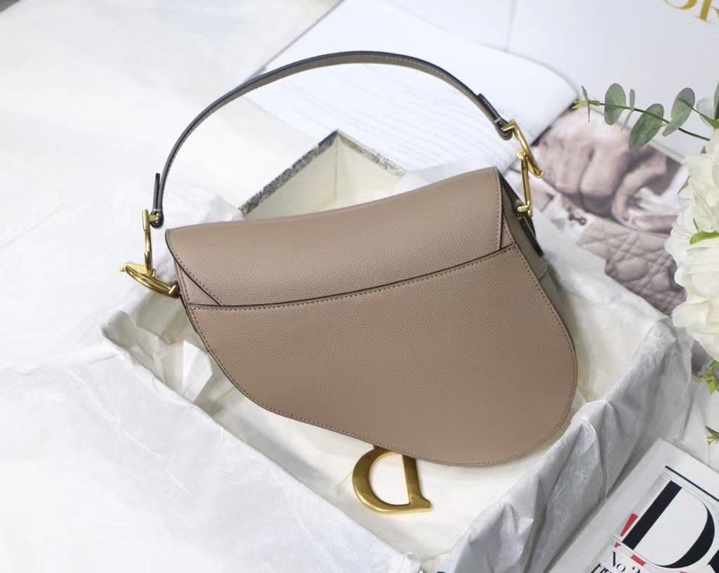 Dior Saddle Bag In Warm Taupe Grained Calfskin