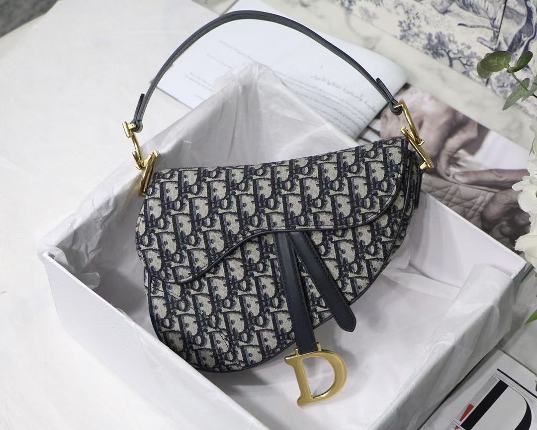 Dior Saddle Bag In Blue Dior Oblique Jacquard