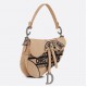 Dior Saddle Bag In Beige Jute Canvas with Dior Union Motif