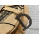 Dior Saddle Bag In Beige Jute Canvas with Dior Union Motif