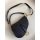 Dior Saddle Bag with Strap in Black Grained Calfskin