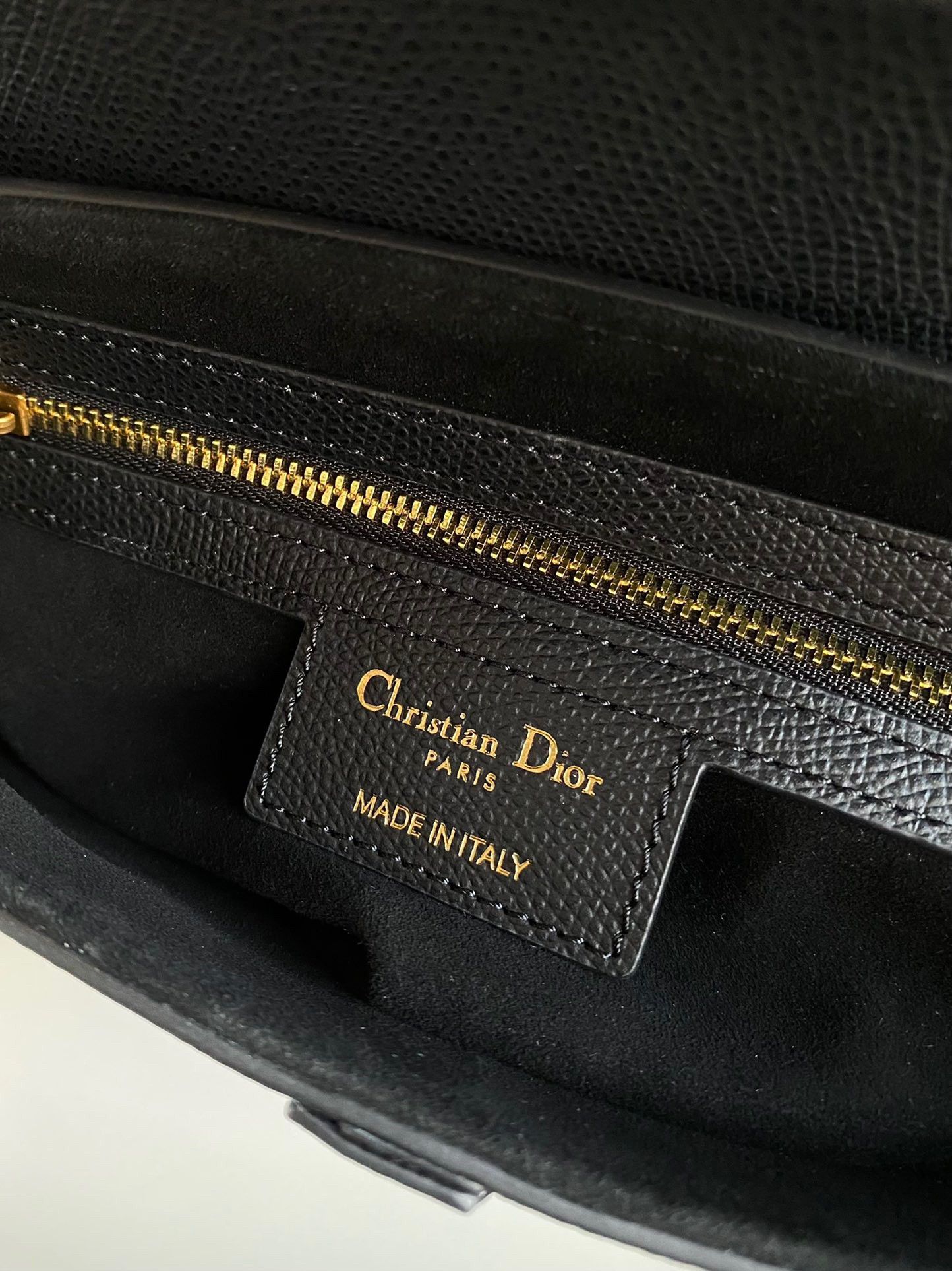 Dior Saddle Bag with Strap in Black Grained Calfskin