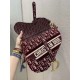 Dior Saddle Bag In Bordeaux Velvet Oblique Embroidered