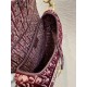 Dior Saddle Bag In Bordeaux Velvet Oblique Embroidered