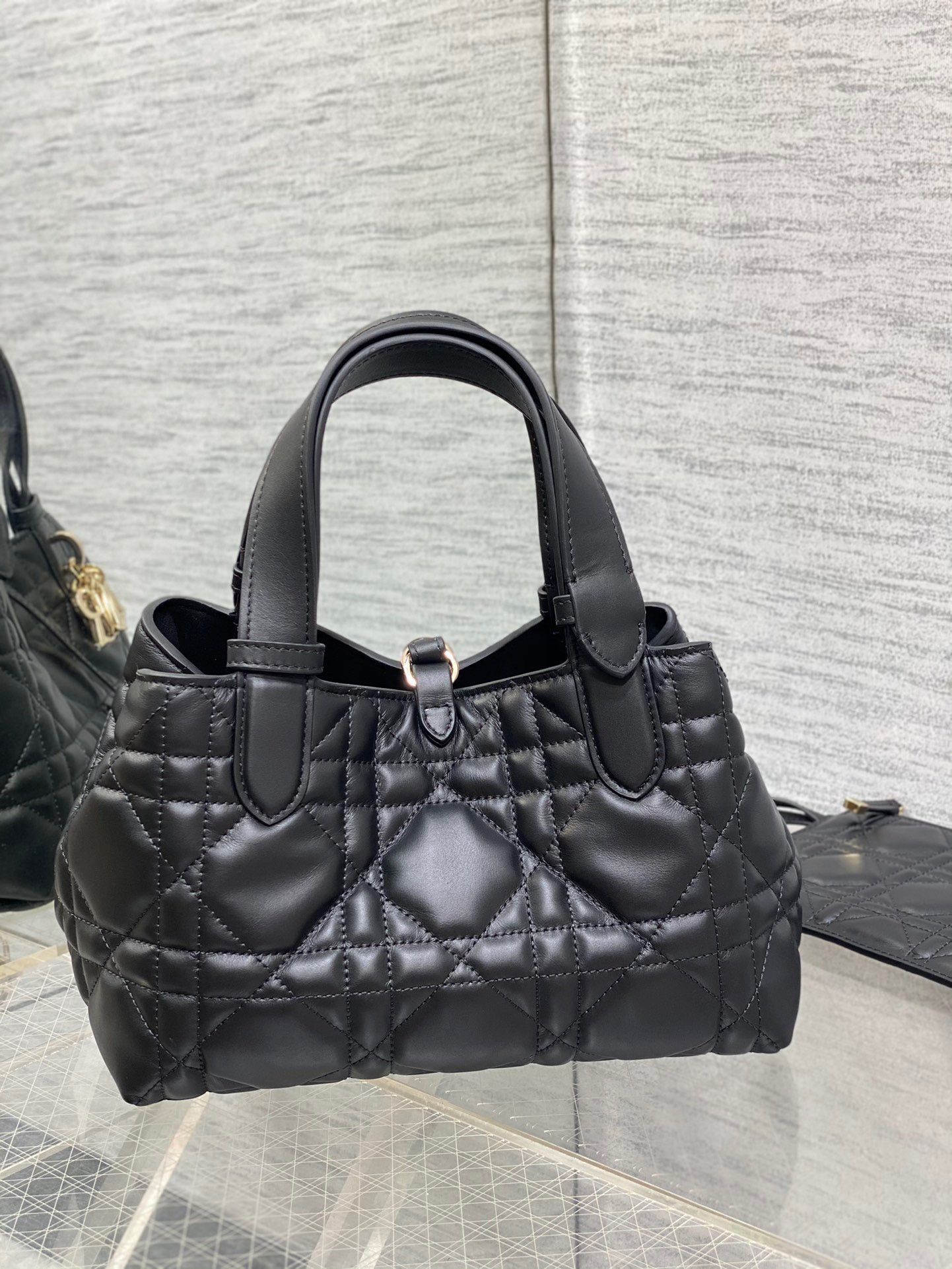 Dior Toujours Small Bag in Black Macrocannage Calfskin