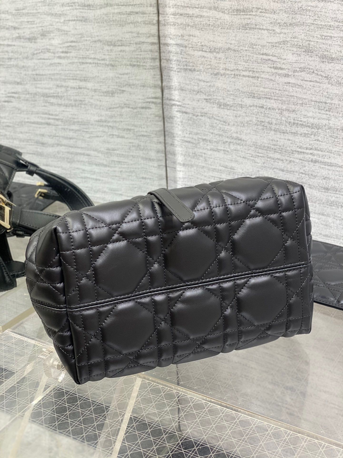 Dior Toujours Small Bag in Black Macrocannage Calfskin