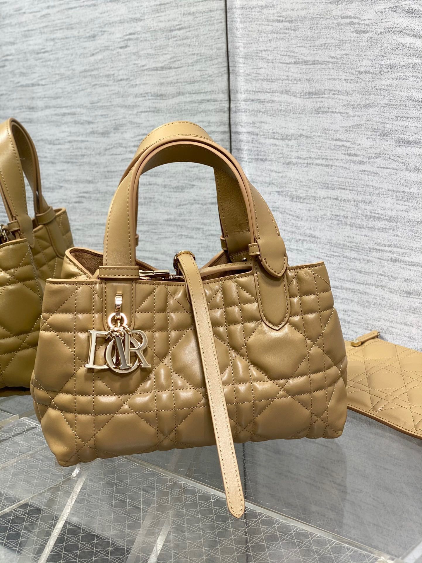 Dior Toujours Small Bag in Tan Macrocannage Calfskin