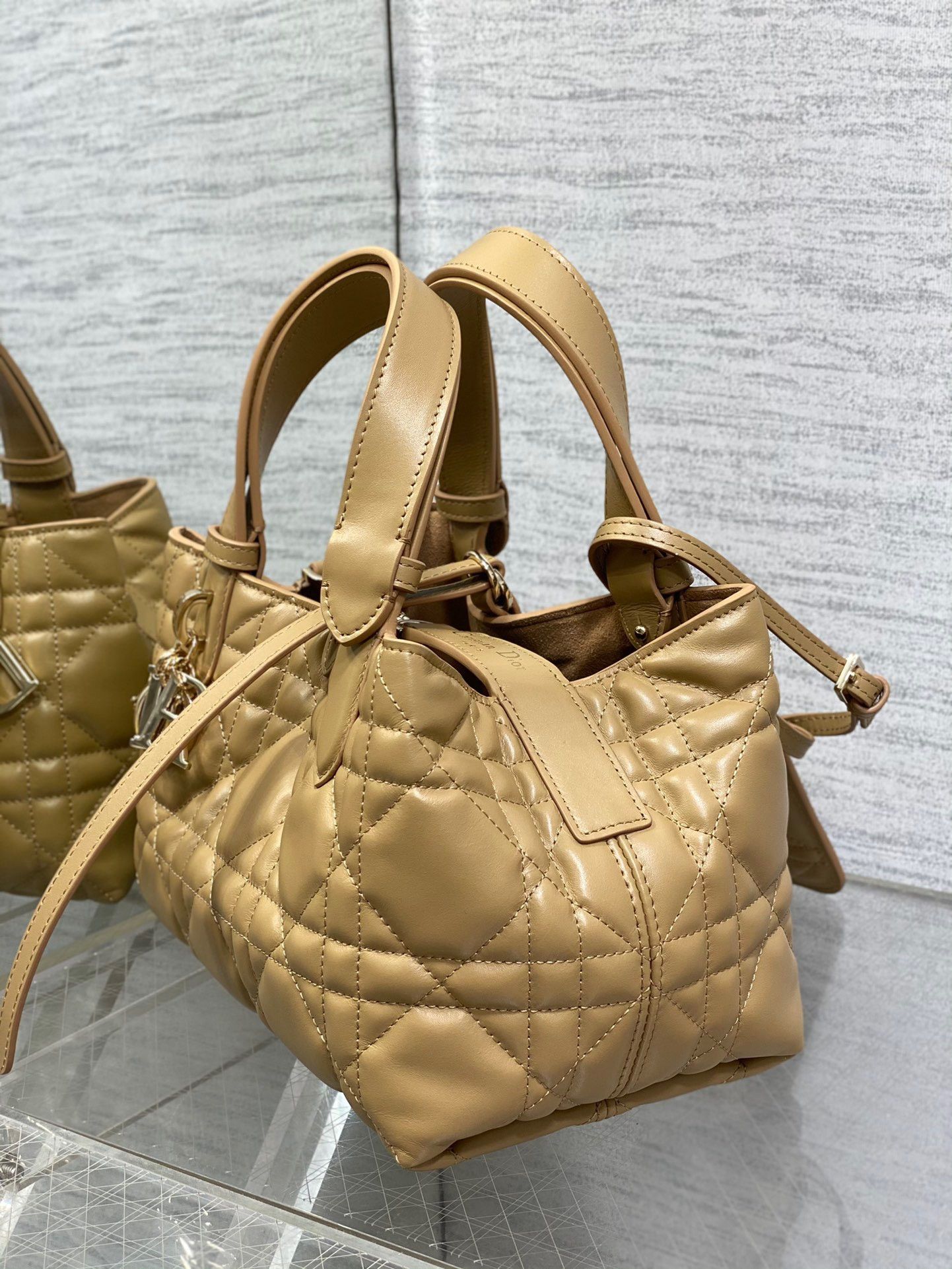 Dior Toujours Small Bag in Tan Macrocannage Calfskin