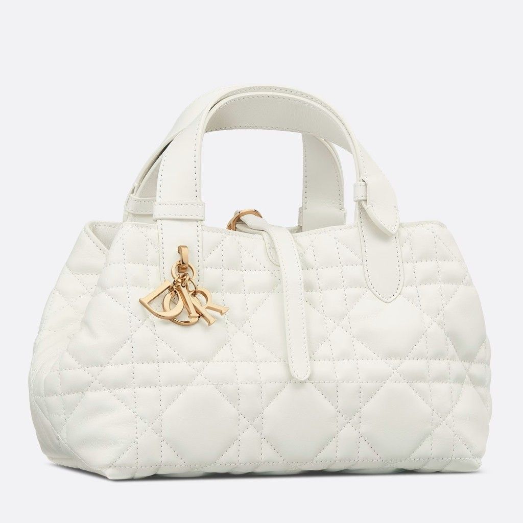 Dior Toujours Small Bag in White Macrocannage Calfskin