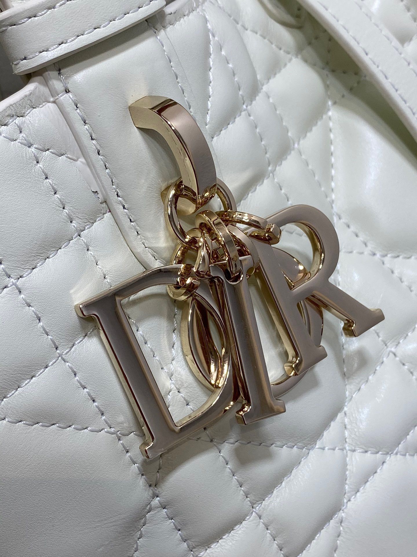 Dior Toujours Small Bag in White Macrocannage Calfskin