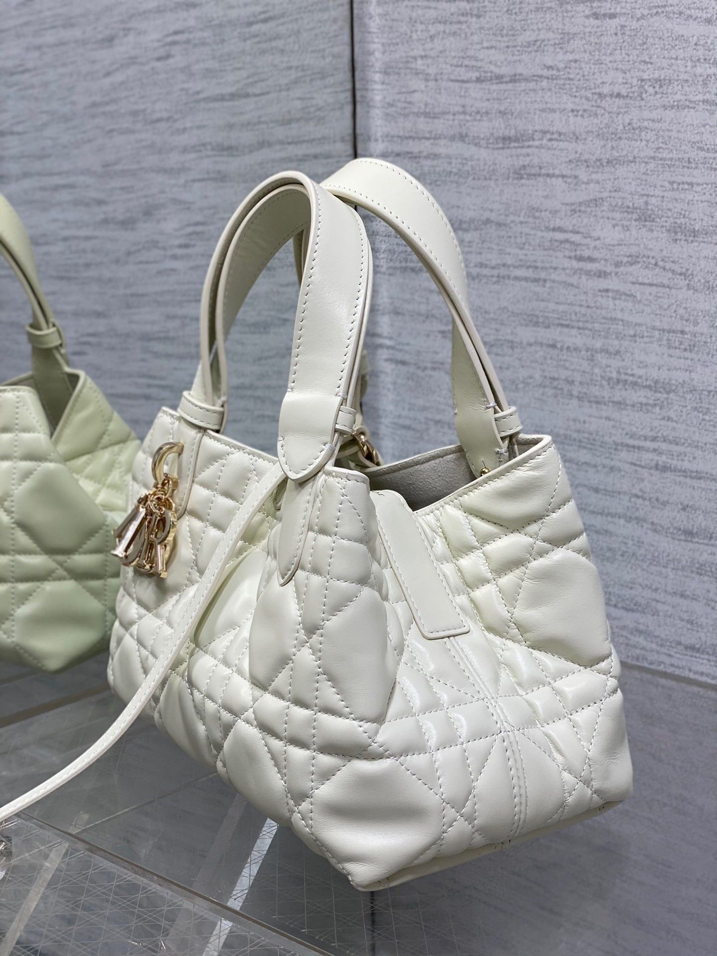 Dior Toujours Small Bag in White Macrocannage Calfskin