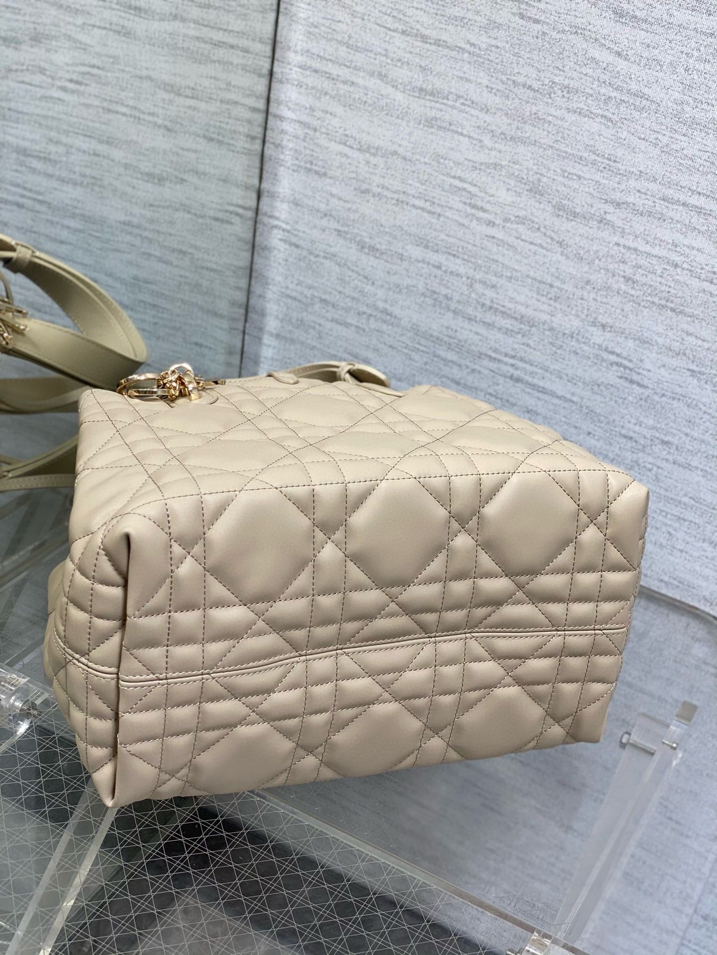 Dior Toujours Medium Bag in Beige Macrocannage Calfskin