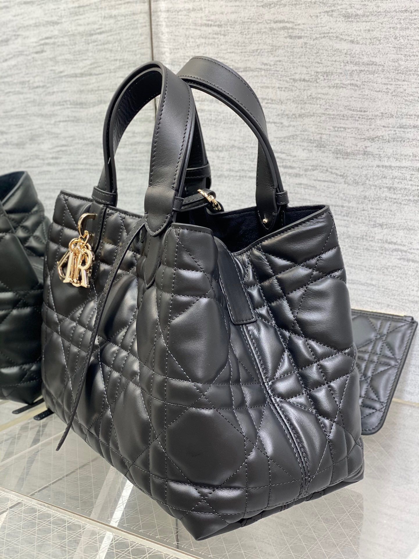 Dior Toujours Medium Bag in Black Macrocannage Calfskin