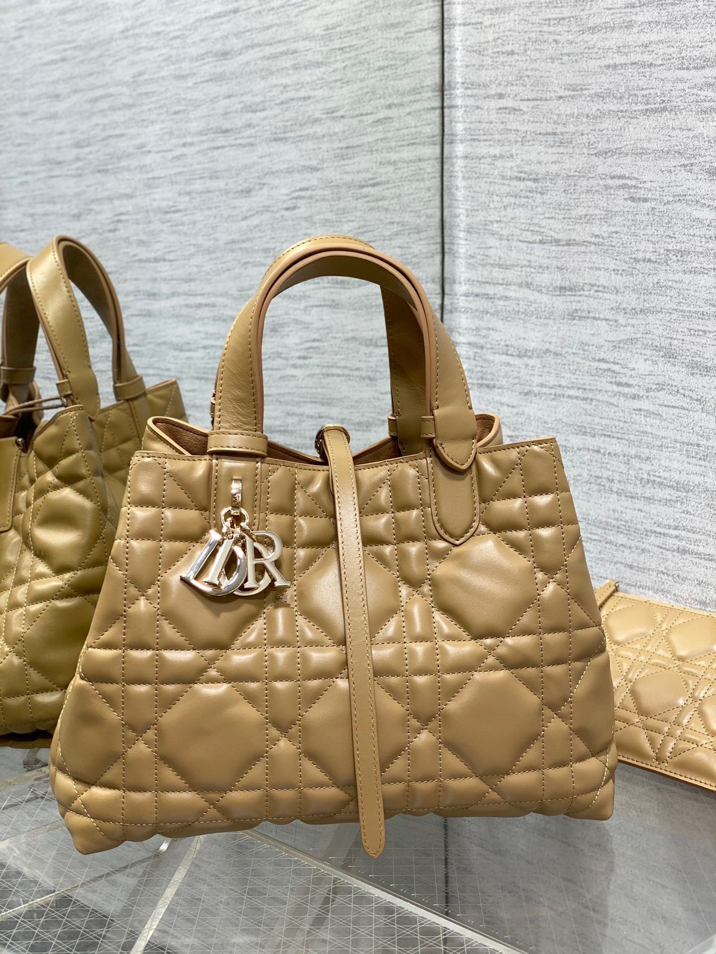 Dior Toujours Medium Bag in Tan Macrocannage Calfskin