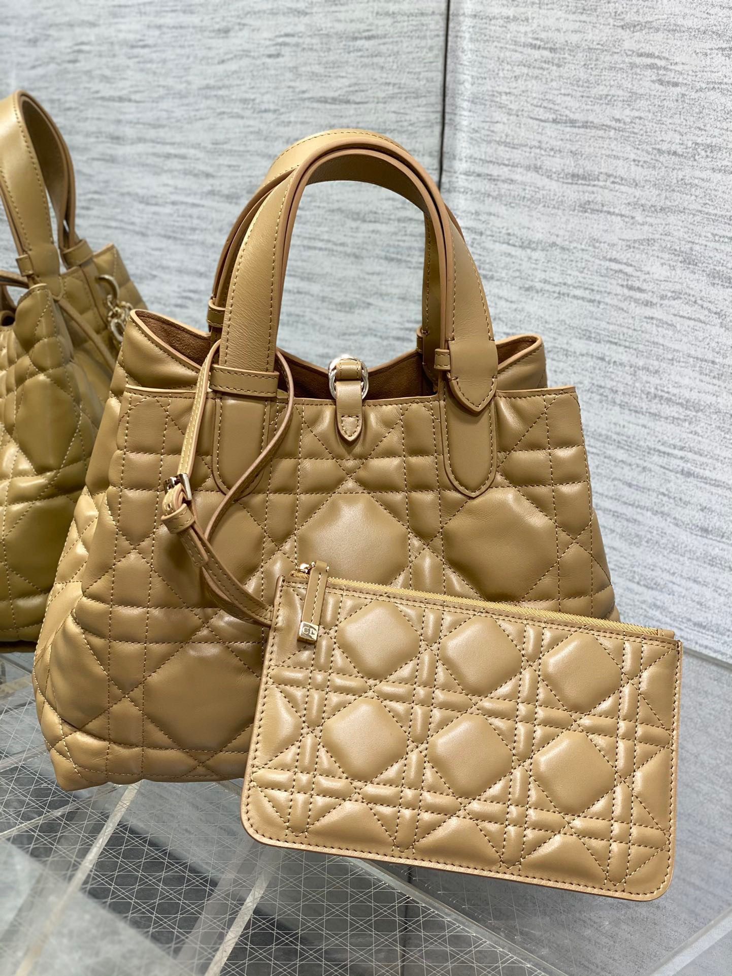 Dior Toujours Medium Bag in Tan Macrocannage Calfskin