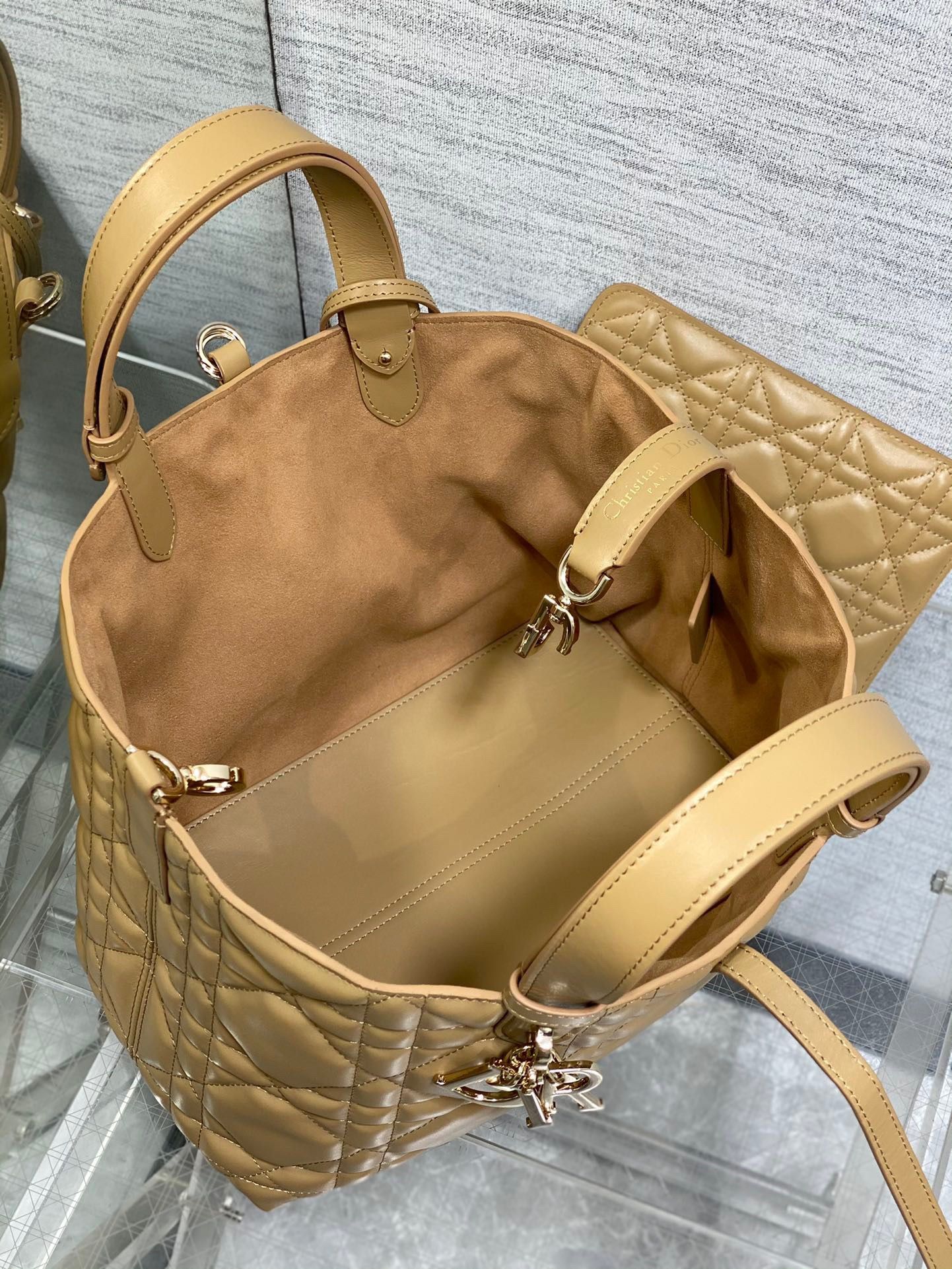 Dior Toujours Medium Bag in Tan Macrocannage Calfskin