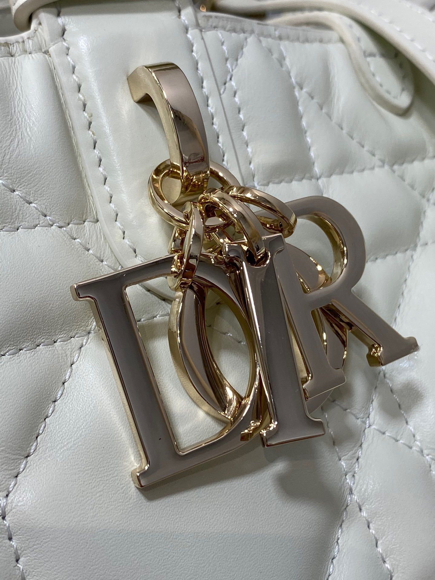 Dior Toujours Medium Bag in White Macrocannage Calfskin