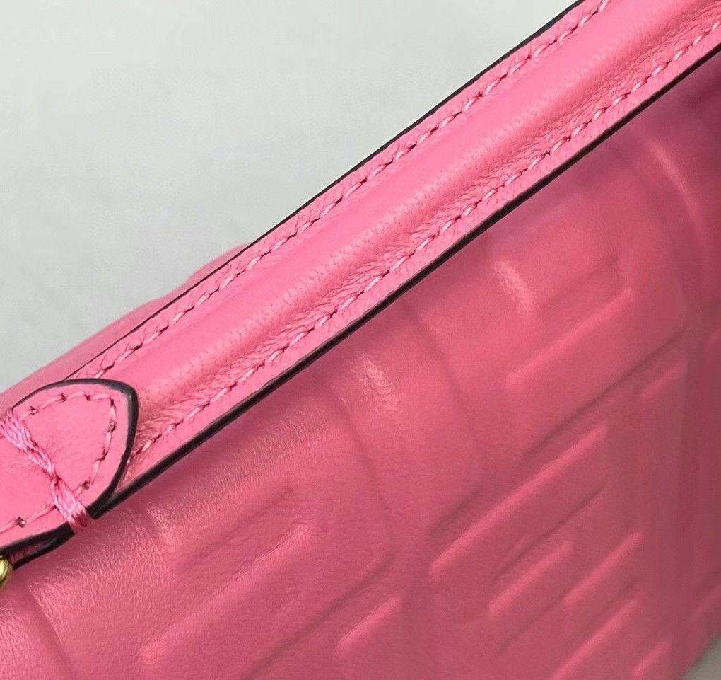 Fendi Small Baguette Bag In Pink FF Nappa Leather